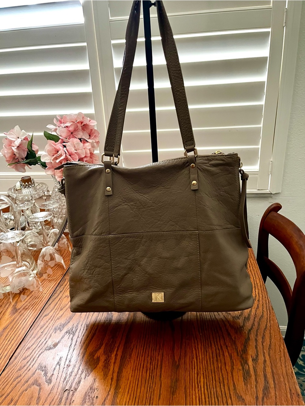 Kooba Troupe Leather Tote Shoulder Bag Hobo Slouchy Handbag